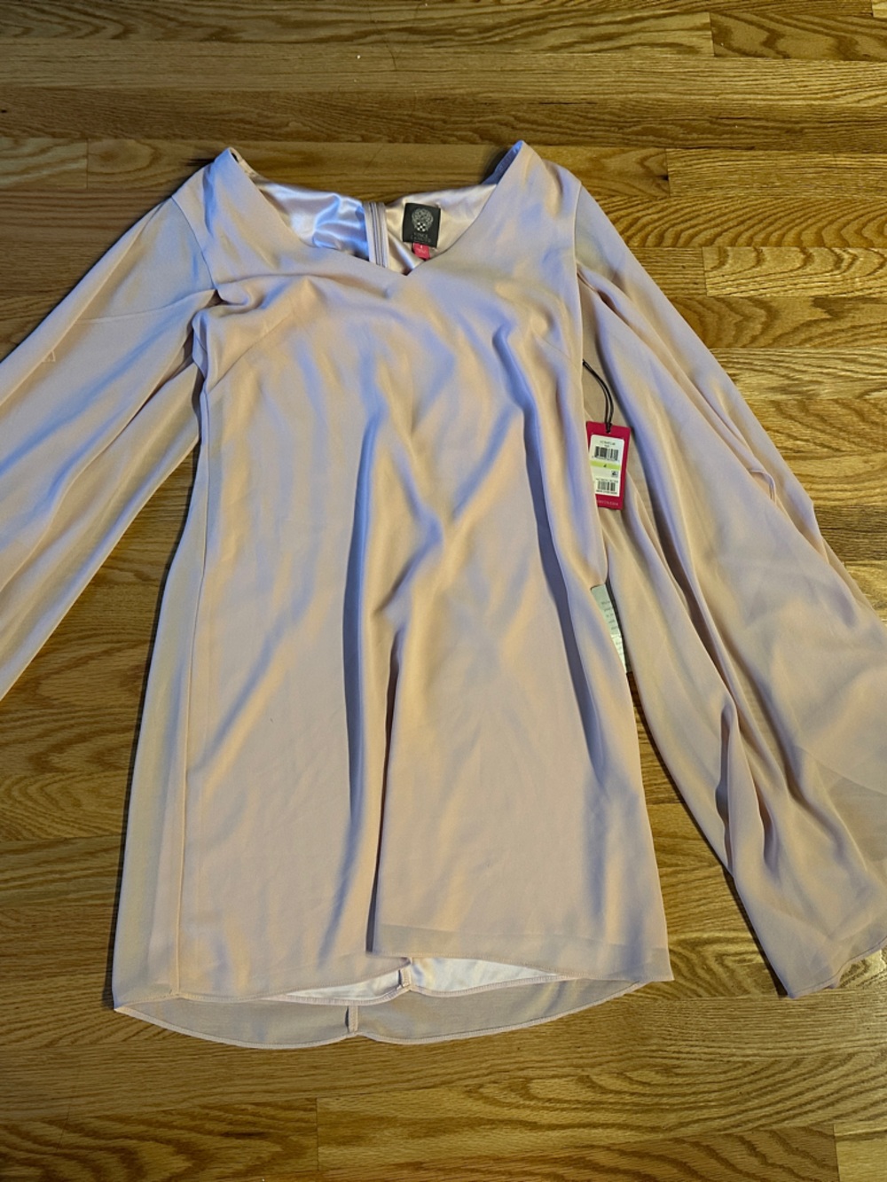 Vince Camuto Long Sleeve Pink V-Neck Dress